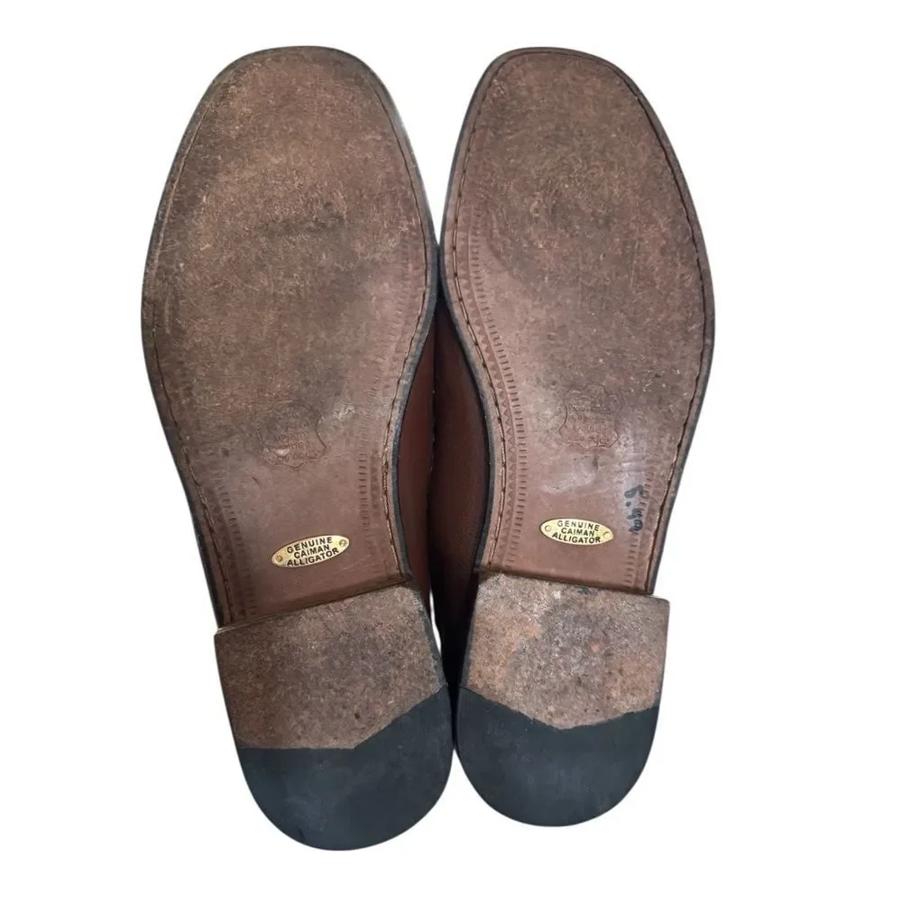 Brass Boot Men's Alligator Brown Slip-on Tassel Loafers 11.5